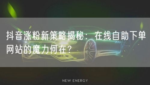 抖音涨粉新策略揭秘：在线自助下单网站的魔力何在？