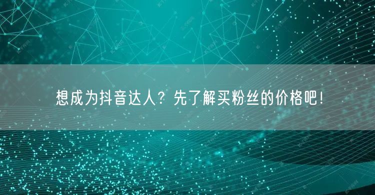 想成为抖音达人？先了解买粉丝的价格吧！
